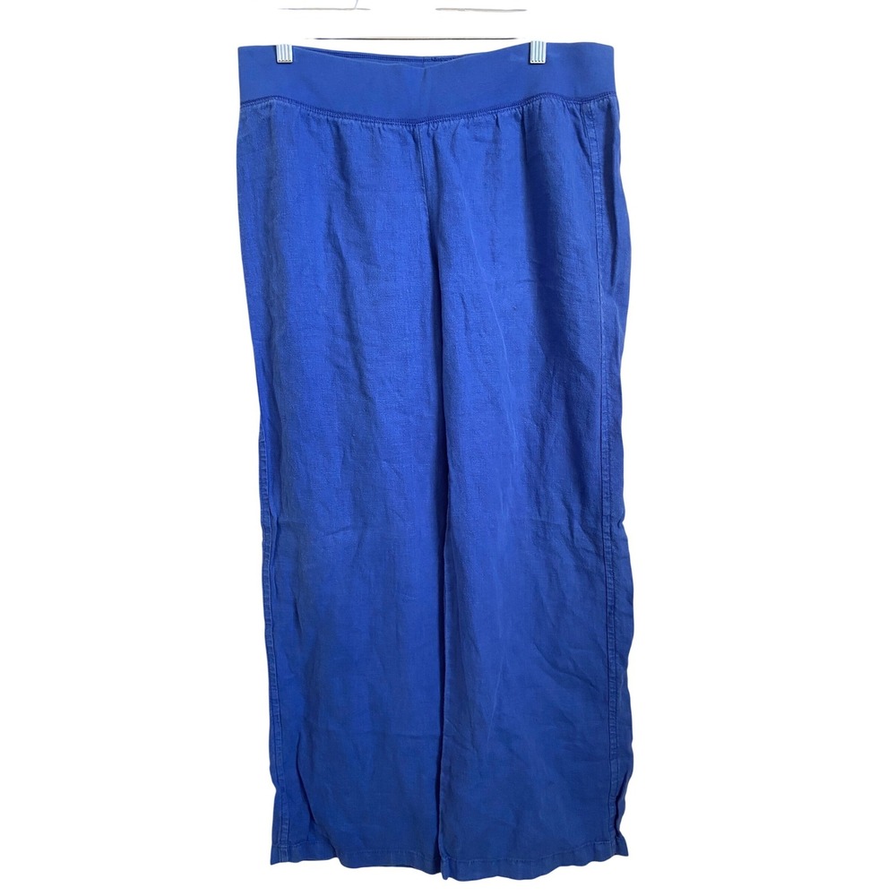 Lilly Pulitzer Blue 100% Linen Wide Leg Palazzo Pants Womens Large